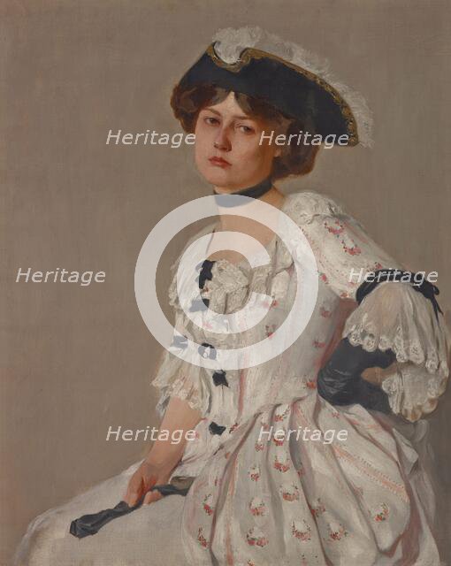 Girl in White with Hat, late 19th-early 20th century. Creator: Samuel Isham.