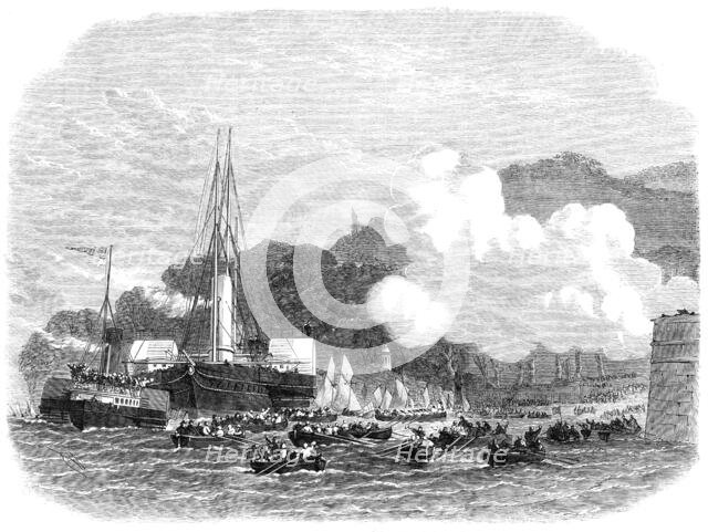 The Prince and Princess of Wales landing at Barnpool, Mount Edgcumbe, 1865. Creator: Unknown.