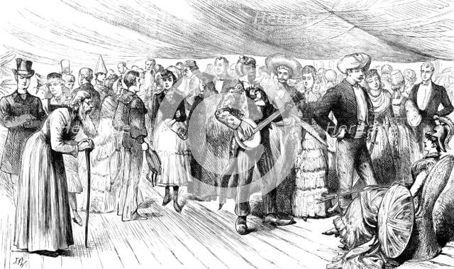 Fancy-Dress Ball on board H.M. troop-ship Serapis, on Crossing the Line, 1883. Creator: Unknown.