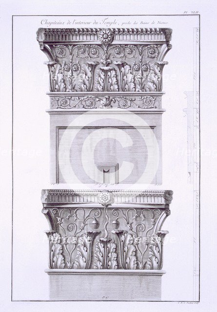 Capitals from the temple near the Roman Baths, Nimes. Creator: French School (18th century).
