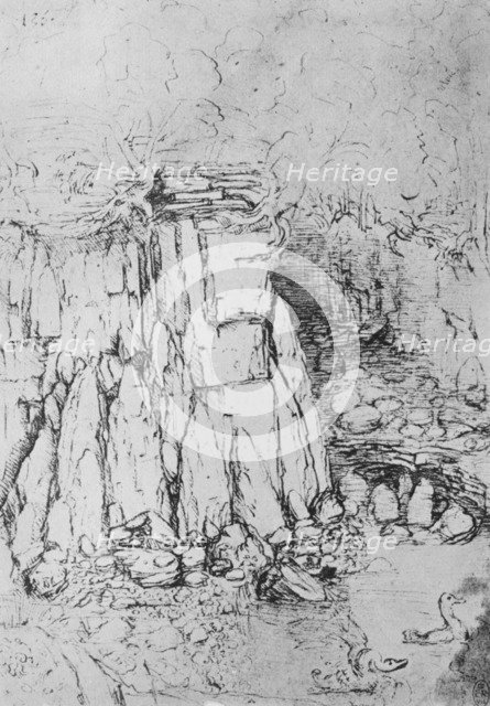'Rocks and Stream', c1480 (1945). Artist: Leonardo da Vinci.
