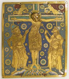 Plaque with the Crucifixion between Longinus and Stephaton and Personifications..., German, c1200. Creator: Unknown.