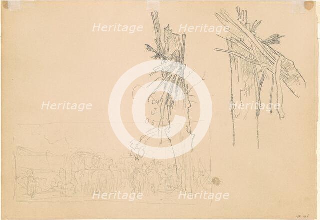 Two Shattered Trees; and Study for "The Road" [verso], 1918. Creator: John Singer Sargent.