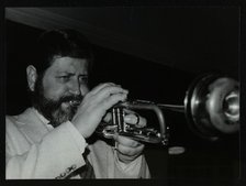 Bobby Shew playing his trumpet at The Bell, Codicote, Hertfordshire, 19 May 1985. Artist: Denis Williams
