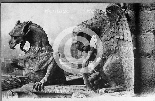 Paris - Eglise Notre-Dame, Chimeres ( Gargoyles ). Creator: Unknown.
