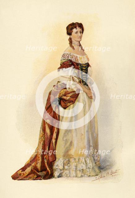 'Gown of red brocade worn in the Barbados Colony c1685', 1903, (1937). Creator: Sophie B Steel.