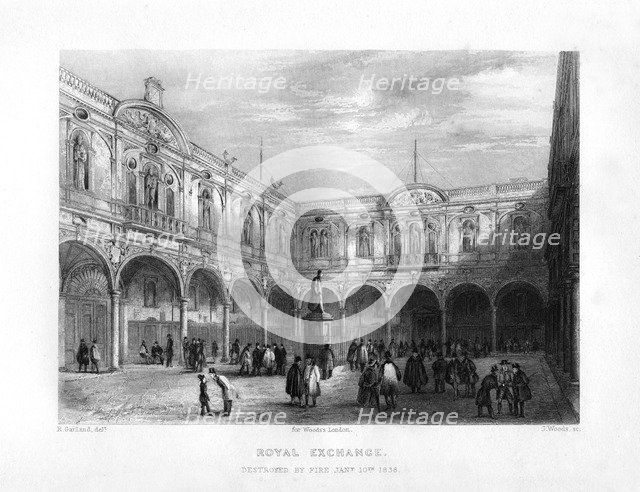 The Royal Exchange, London, 19th century.Artist: J Woods