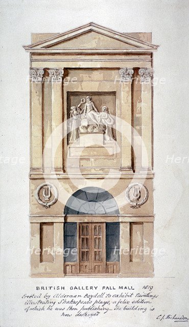 View of the entrance to the British Institution, Pall Mall, Westminster, London, 1819. Artist: Charles James Richardson