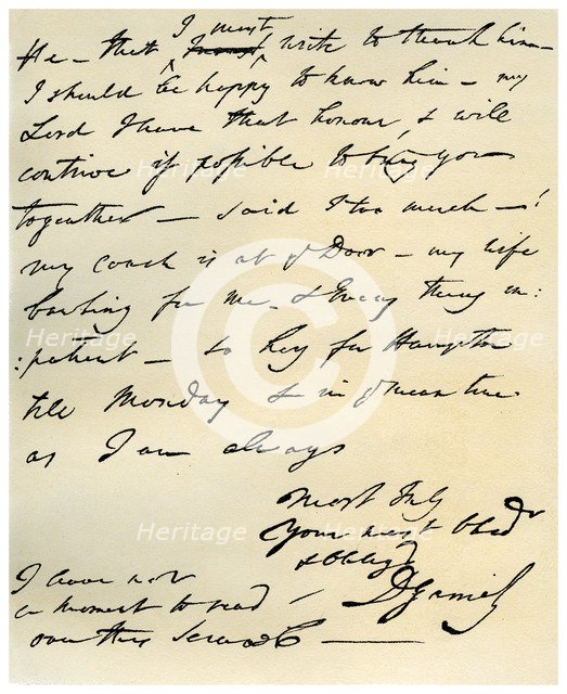 Letter from David Garrick to Edward Gibbon, 8th March 1776.Artist: David Garrick