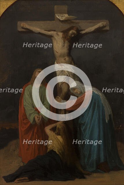 Sketch for the church of Saint-Eustache : Crucifixion, Jesus on the cross, 1856.  Creator: Emile Signol.