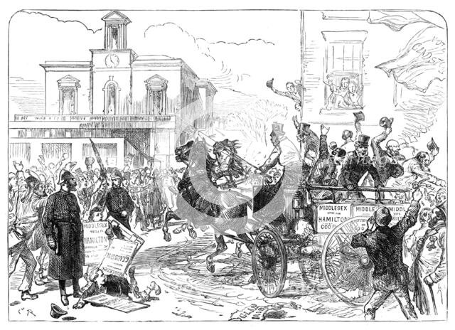 The Middlesex Election: two minutes to five, a sketch at Brentford on Saturday last, 1880. Creator: Unknown.