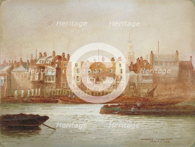 Wharves at Limehouse, London, c1850. Artist: Frederick J Goff