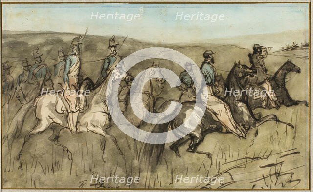 Cavalry Exercise in a Meadow, n.d. Creator: Constantin Guys.