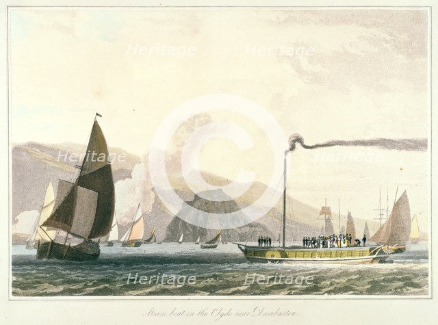 'Steamboat on the Clyde near Dumbarton', c1814. Artist: William Daniell