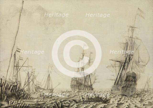 Ships near a Harbor, 1649. Creator: Experiens Sillemans.