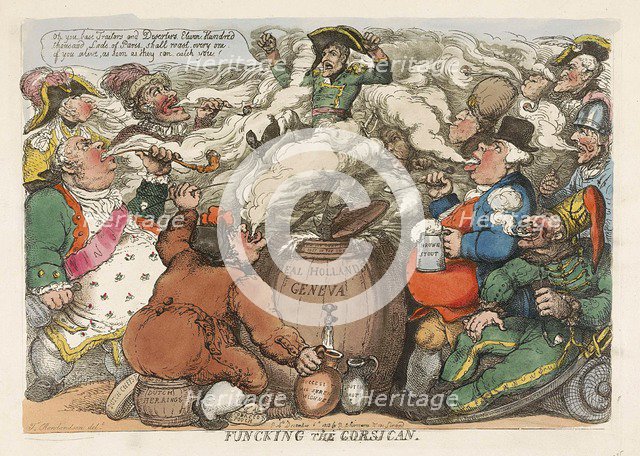 Funcking the Corsican, pub. 1813 (hand coloured engraving). Creator: Thomas Rowlandson (1757 - 1827).
