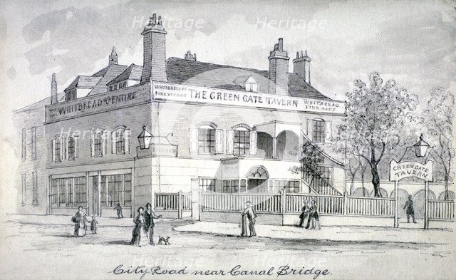 View of the Green Gate Tavern, City Road, Finsbury, c1850.                                           Artist: Anon