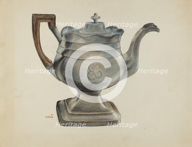 Silver Coffee Pot, c. 1936. Creator: Margaret Stottlemeyer.