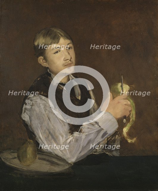 Young Boy Peeling a Pear.
