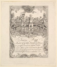Trade card for James Figg, 1790s. Creator: Unknown.
