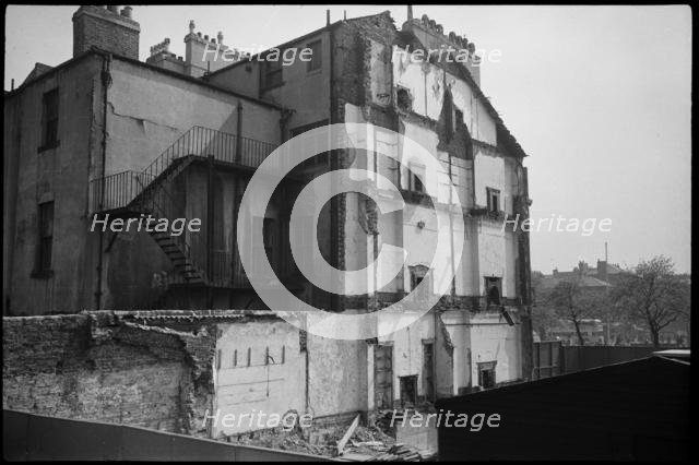 Houses undergoing demolition, Eldon Square, Newcastle upon Tyne, 1973. Creator: Ursula Clark.