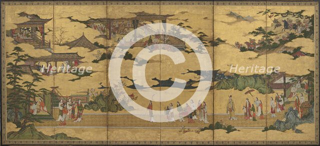 Scenes from the life of the Ming Huang Emperor and Yang Guifei, Momoyama period, late 16th-early 17t Creator: Kano Mitsunobu.