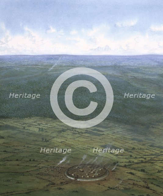 Fortified enclosure, Southern England, c1000 BC.  Artist: Frank Gardiner