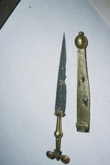 Dagger of Iron Gold and Bronze from a Celtic Burial at Hallstatt, Austria. Celtic Iron Age.  Artist: Unknown.