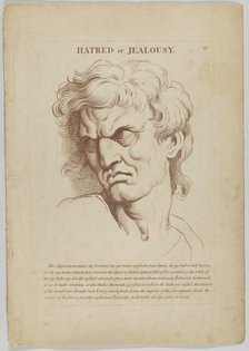 Hatred or Jealousy (from Heads Representing the Various Passions of the Soul; as they are ..., 1765. Creator: Anon.