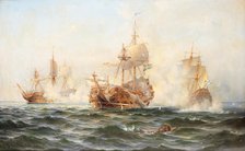 HMS Wachtmeister fighting against the Russian squadron on Juny 4, 1719, 1895.