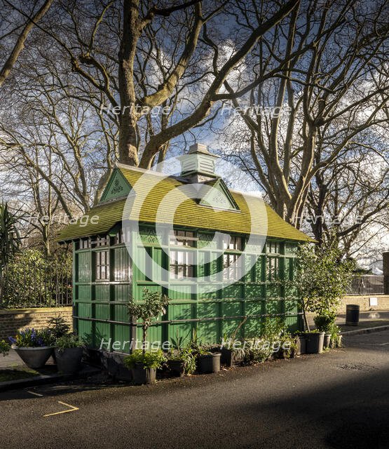 Cabmen's Shelter from the north-east, Wellington Place, St John's Wood, Westminster, London, 2024. Creator: Chris Redgrave.