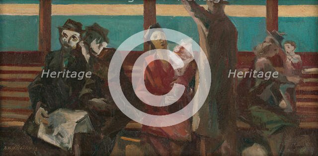 On a Tram (Gossips), 1943. Creator: Bedrich Hoffstädter.