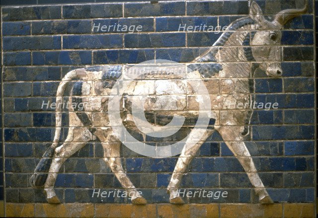 The Ishtar Gate, Babylon. Relief of bull, 6th century BC. Artist: Assyrian Art  