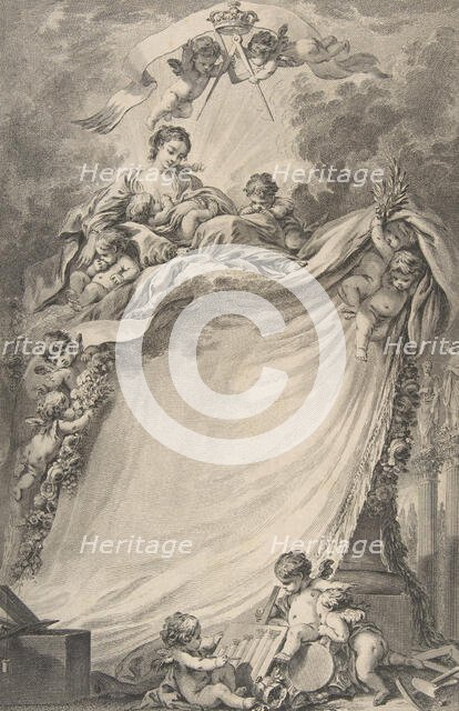 Diploma of the Freemasons of Bordeaux, after François Boucher, 1766. Creator: Pierre Philippe Choffard.