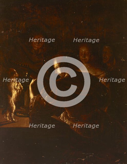 Woman Playing the Guitar and a Small Dog Dancing, 2nd half of 17th century. Creator: Unknown.