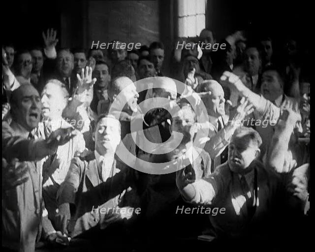 Crowd of Civilians Buying and Selling Stocks and Shares, 1932. Creator: British Pathe Ltd.