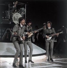 The Beatles - Paul McCartney, John Lennon, Ringo Starr, George Harrison - performing in 1962. Artist: Unknown