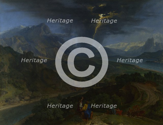 Mountain Landscape with Lightning, ca 1675. Artist: Millet, Jean-François, the Elder (1642-1679)
