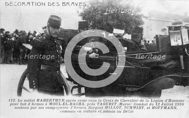 Decoration of a French soldier with the Légion d'Honneur, c1910. Artist: Unknown