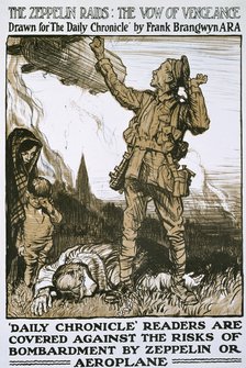 'The Zeppelin Raids: the Vow of Vengeance', World War I, c1915-c1918.  Artist: Frank Brangwyn