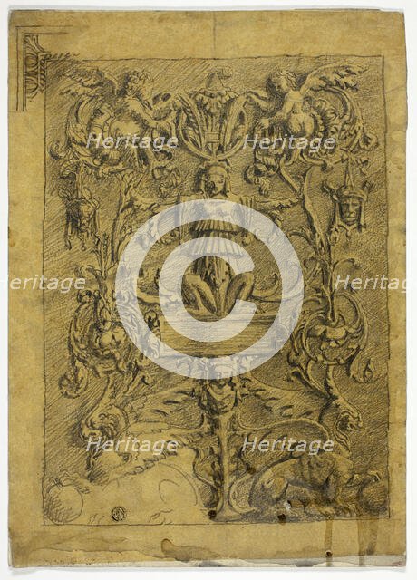Decorative Design with Putti and Griffins, n.d. Creator: Alfred George Stevens.