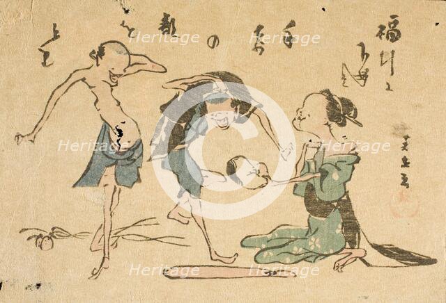 Toba-e: Fukubiki subject, c1810s. Creator: Ikeda Eisen.