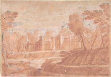 Landscape with Architectural Structure, 17th century. Creator: Anon.