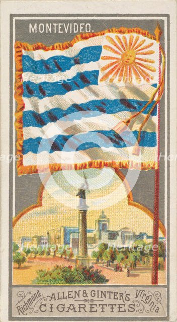Montevideo, from the City Flags series (N6) for Allen & Ginter Cigarettes Brands, 1887. Creator: Allen & Ginter.