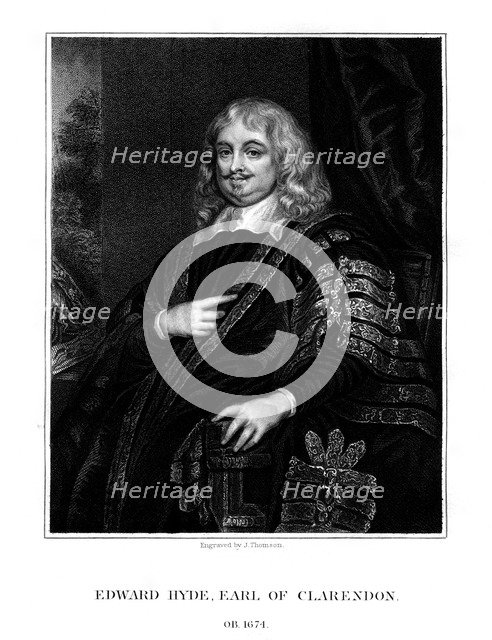 Edward Hyde, 1st Earl of Clarendon, English historian and statesman, (1824).Artist: J Thomson