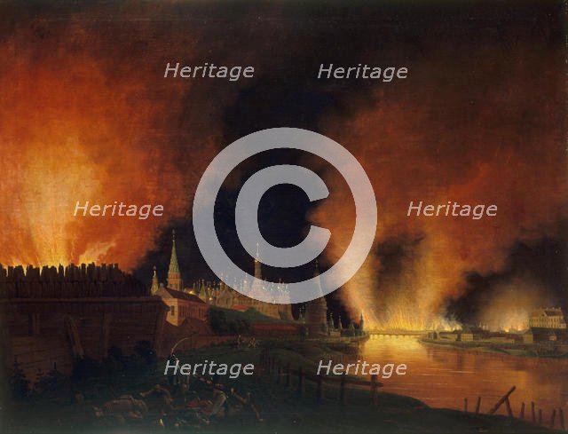 Fire of Moscow on 15th September 1812 (The French in Moscow), 1812-1817. Creator: Oldendorp, Christian Johann (1772-?).