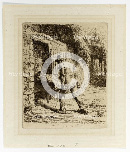 Peasant with a Wheelbarrow, 1855. Creator: Jean Francois Millet.