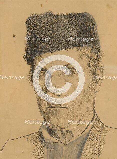 Man's head in a sheepskin coat, 1885-1890. Creator: Ladislav Mednyanszky.