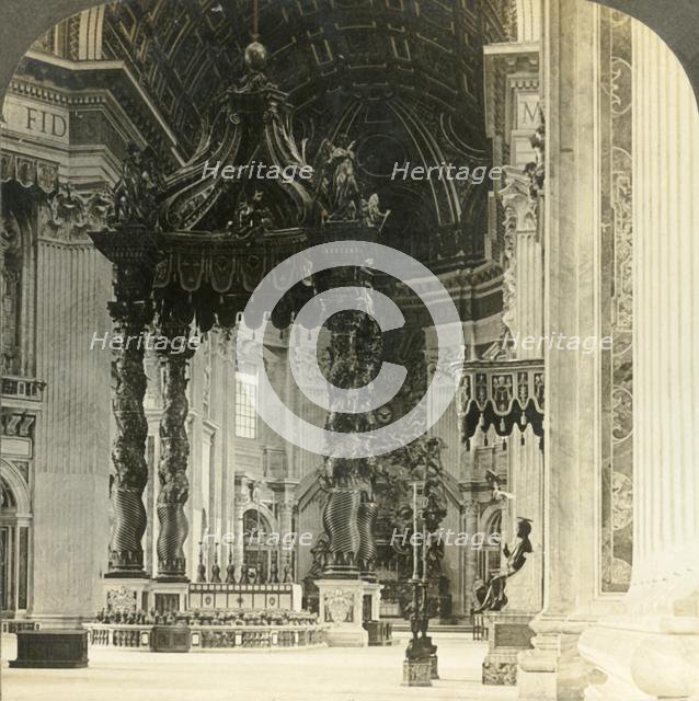'The Great Altar, with its baldacchino, 95 feet high, St. Peter's Church, Rome, Italy', c1909. Creator: Unknown.
