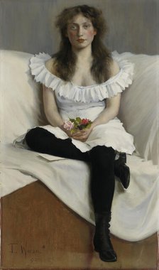 Portrait of a Young Woman in White, 1893. Creator: Torsten Wasastjerna.